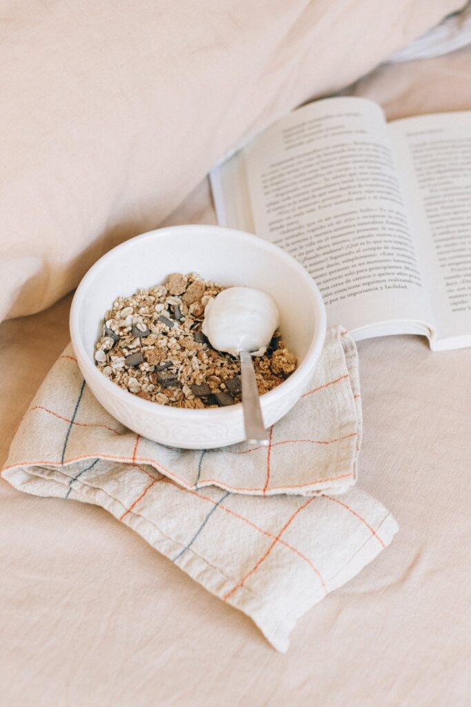 Cereals in a White Ceramic Bowl